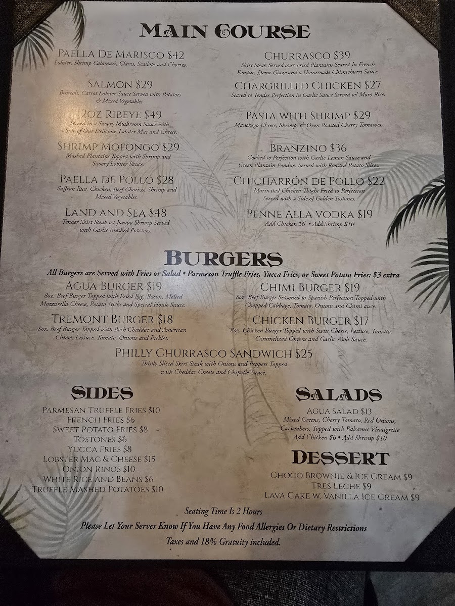 Menu Agua É Coco Bar & Grill-1